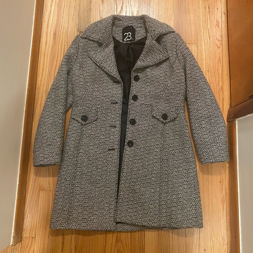 Black and white peacoat